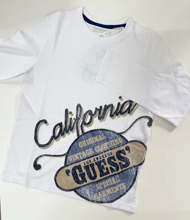 T-shirt a maniche lunghe bianca Guess per ragazzo