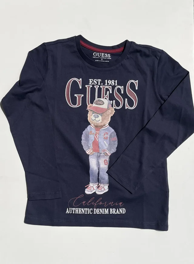 T-shirt a maniche lunghe blu Guess per ragazzo