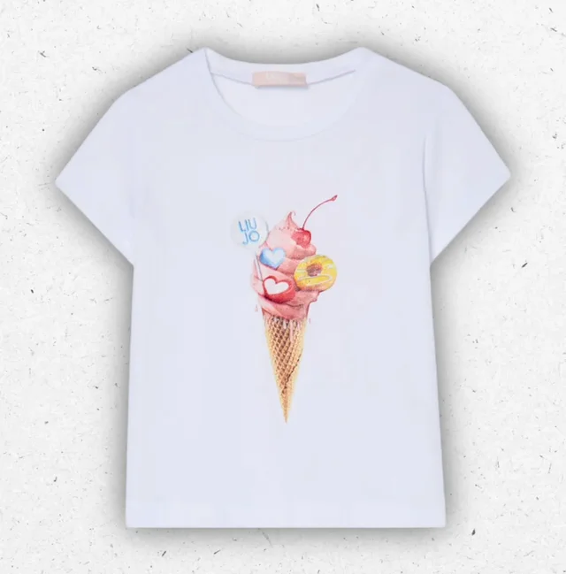 T-shirt Bambina Liu Jo Better in Cotone con Stampa Gelato Estivaf