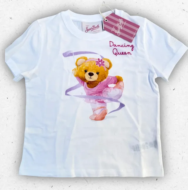 T-shirt Bambina MC2 Saint Barth Dancing Queen Bianca 4-8 Anni