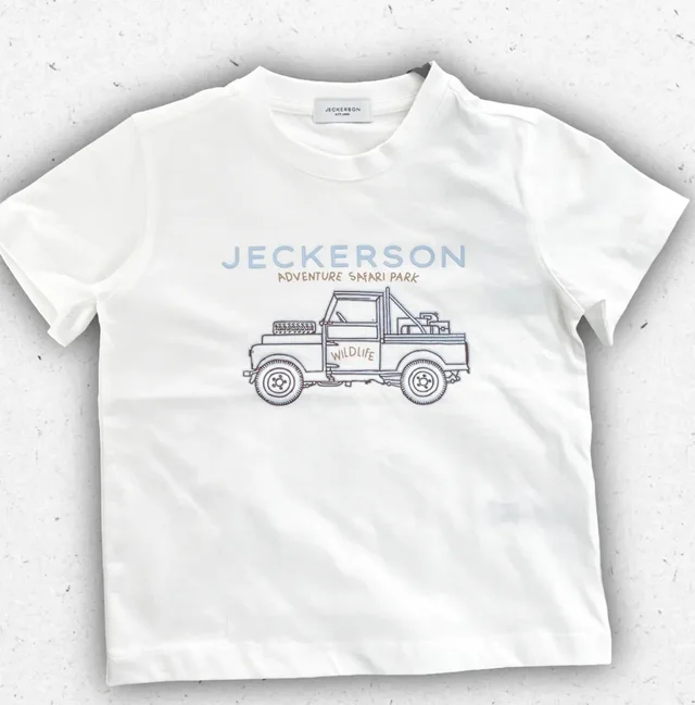 T-shirt Bambino Jeckerson Bianca con Grafica Adventure Safari Park