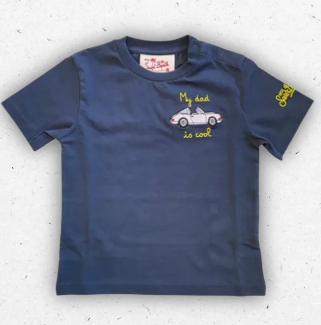 T-shirt Bambino MC2 Saint Barth Blu Portofino Jr My Dad is Cool Porsche