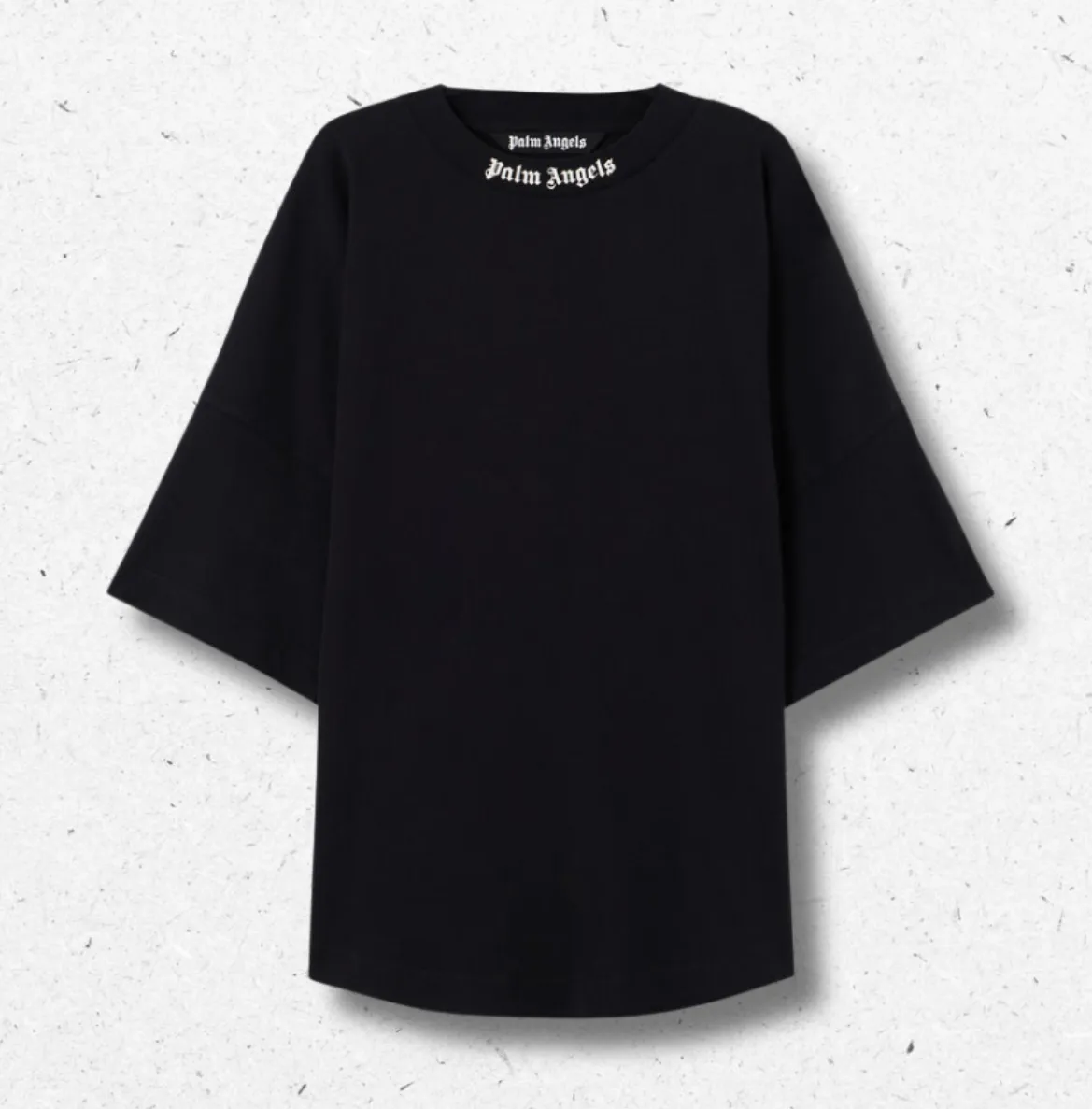 T-shirt Palm Angels Classic Logo Over nera, oversize, logo fronte e retro, bambino
