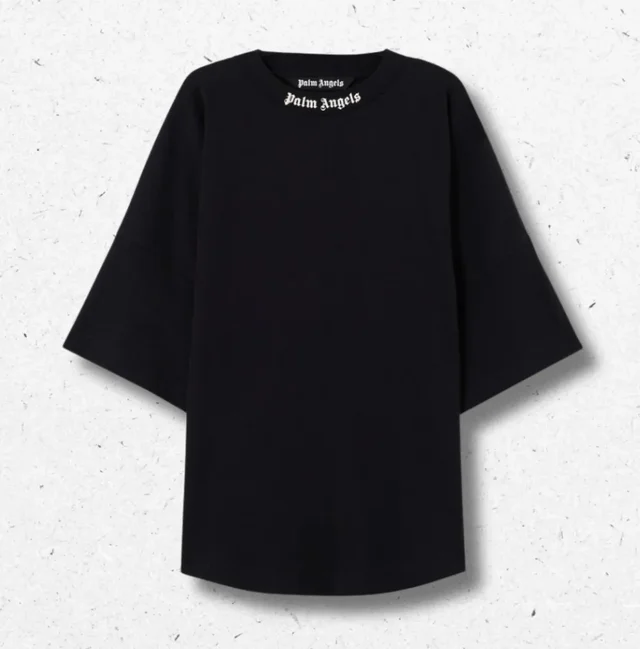 T-shirt Classic Logo Over Palm Angels Bambino Nera Oversize