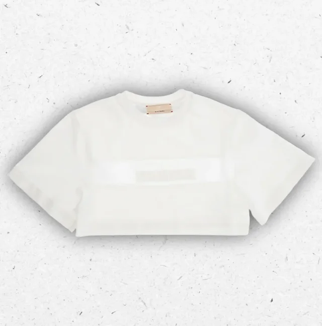 T-Shirt Cropped Elisabetta Franchi Bianca a Maniche Corte con Logo Discreto