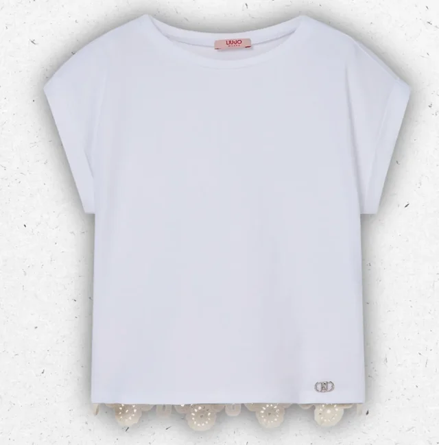 T-shirt Cropped Liu Jo Ragazza con Logo e Taglio Moderno