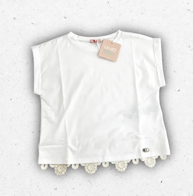T-shirt Cropped Liu Jo Ragazza con Logo e Taglio Moderno