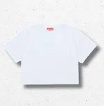 T-shirt cropped a maniche corte da ragazza firmata Diesel in puro cotone, con taglio corto in vita e stampa logo Oval D sul davanti, collezione Autunno Inverno 2026. 1