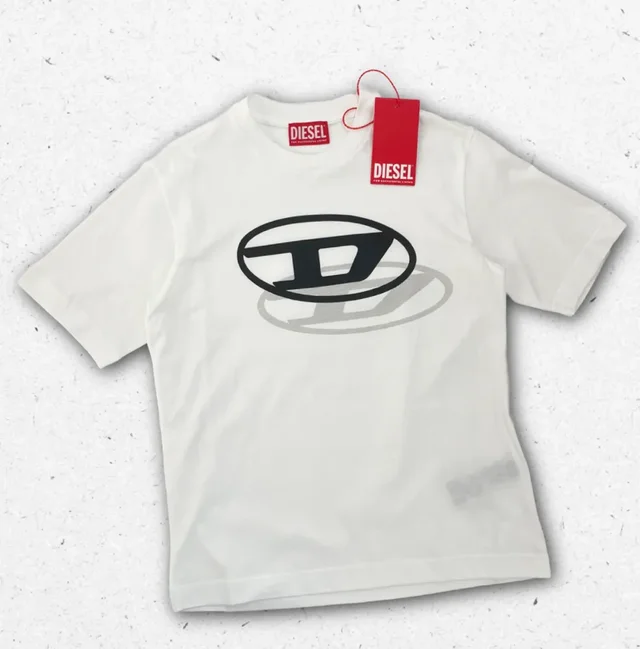 T-shirt Diesel Ragazzo con Logo Grafico - Bianca e Nera