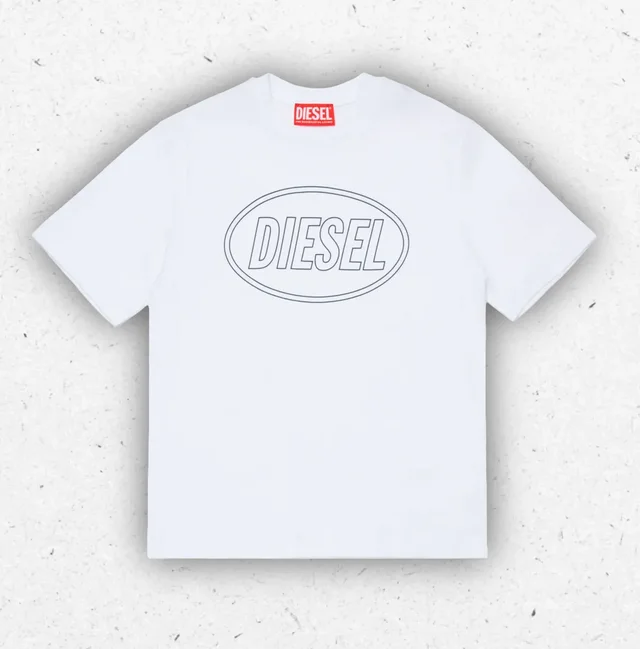 T-shirt Diesel Ragazzo con Logo Ovale - Bianca