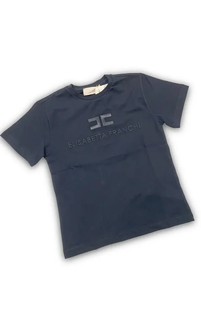 T-shirt Elisabetta Franchi a Manica Corta - Logo Goffrato per Ragazza