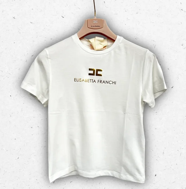 T-shirt Elisabetta Franchi La Mia Bambina Logo Oro per Ragazza