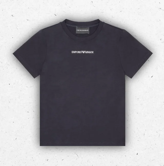 T-shirt Emporio Armani Bambino in Cotone con Logo a Contrasto