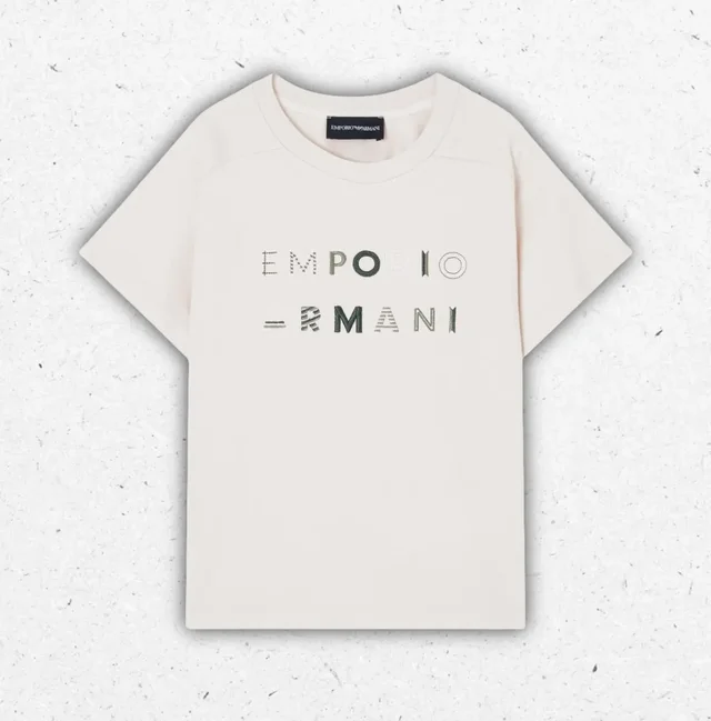 T-shirt Emporio Armani Bambino in Jersey Heavy con Logo Ricamato