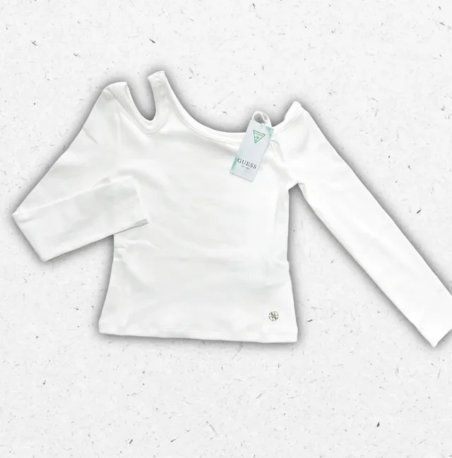 T-shirt Guess Ragazza a Maniche Lunghe in Cotone con Logo