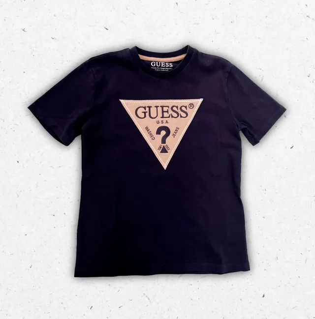 T-shirt Guess Ragazzo Blu in Cotone Jersey con Logo Ricamato