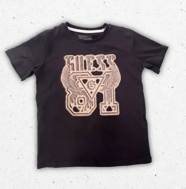 T-shirt Guess Ragazzo in Cotone con Logo Frontale