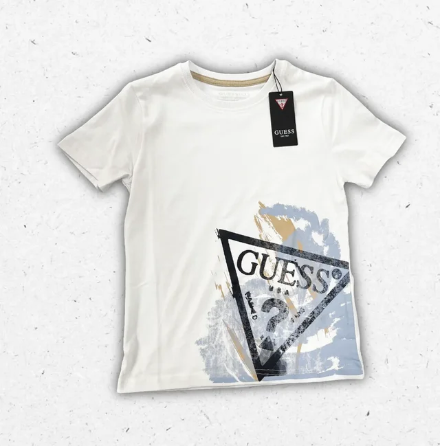 T-shirt Guess Ragazzo in Cotone con Logo Triangle