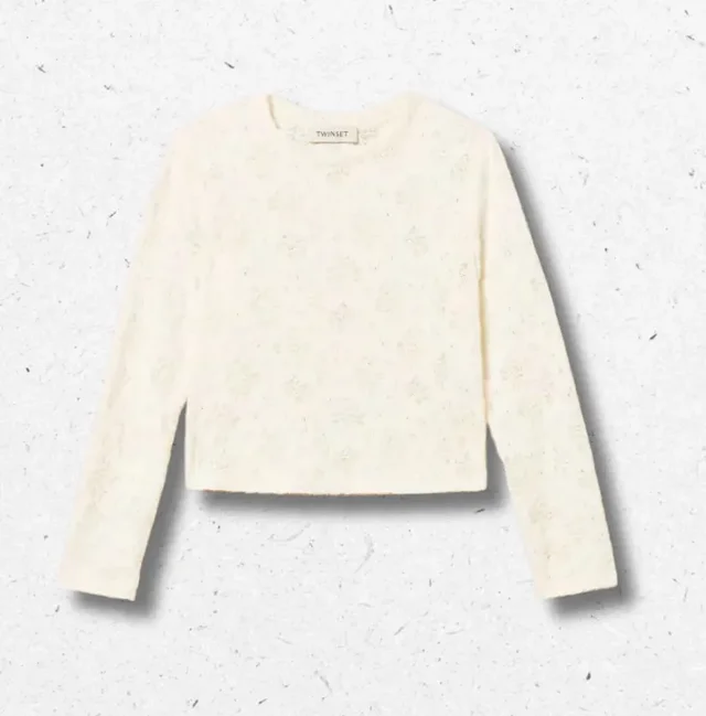 T-shirt in Pizzo Twinset Bambina Bianco Neve