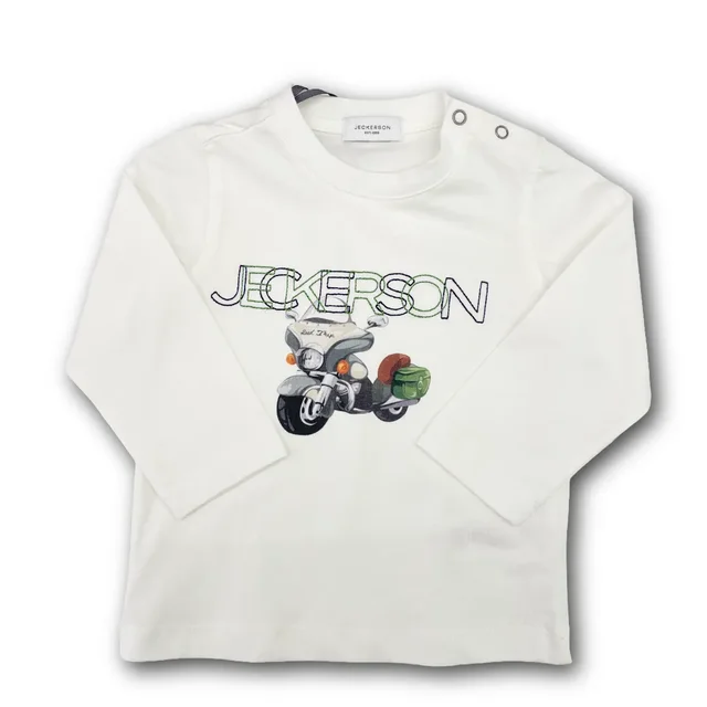 T-shirt Jeckerson Maniche Lunghe con Moto - Colore Bianco