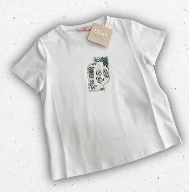 T-shirt Liu Jo Ragazza Maniche Corte con Logo Bianco e Nero o Floral
