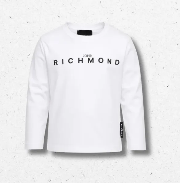 T-Shirt Manica Lunga Bambino Bianca John Richmond Kids Logo