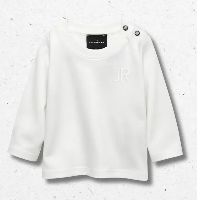 T-Shirt Manica Lunga Neonato Bianca John Richmond Kids Ricamo Logo