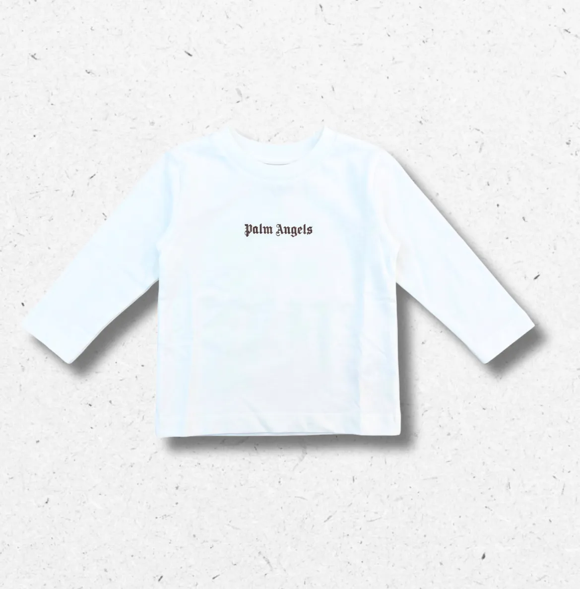 T-shirt Palm Angels manica lunga per neonato bianca, piccolo logo sul davanti