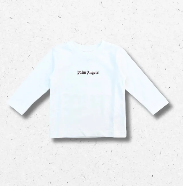 T-shirt Manica Lunga Palm Angels Neonato Bianca con Logo