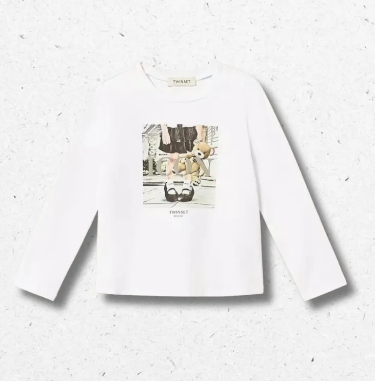 T-shirt Twinset baby bianca stampa Icon