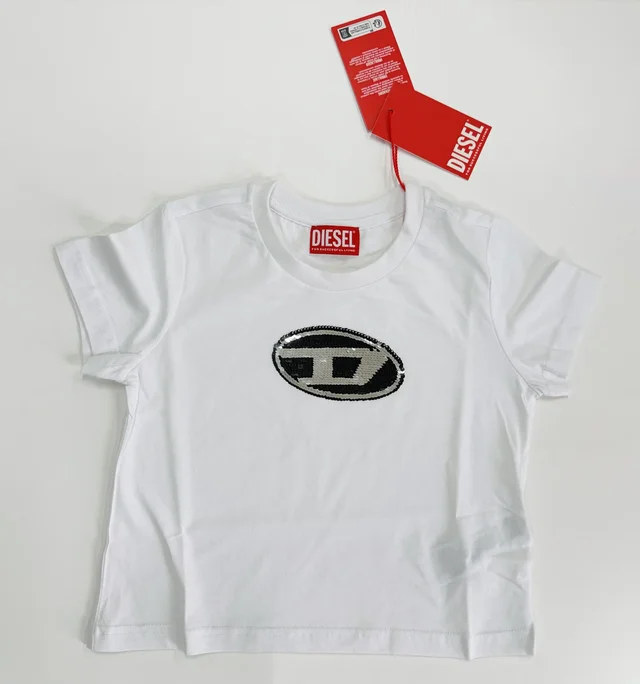 T-shirt maniche corte bianca cropped Diesel per ragazza