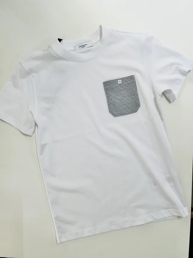 T-shirt maniche corte con taschino bianca Jeckerson ragazzo
