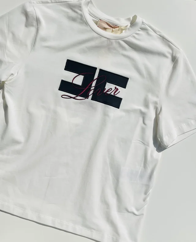 T-shirt maniche corte Elisabetta Franchi La Mia Bambina bianca con logo