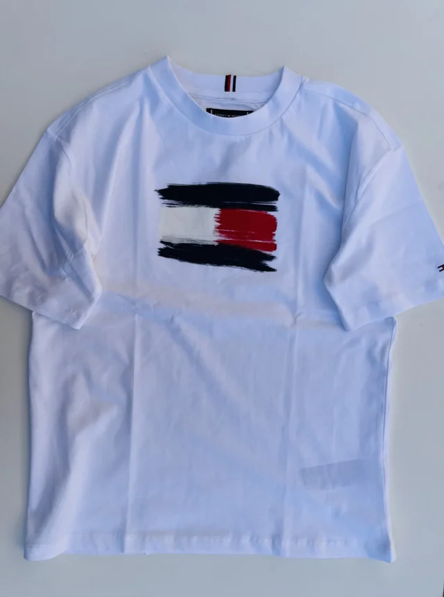T-shirt maniche corte Tommy Hilfiger Ragazzo Bianca con Logo stampa
