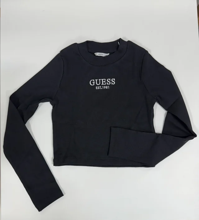 T-shirt maniche lunghe Guess per ragazza con logo a contrasto