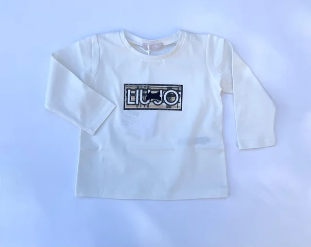 T-shirt maniche lunghe Liu Jo bianca con logo per bambina