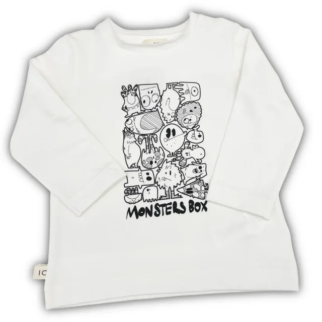 T-shirt Maniche Lunghe Maperò con Stampa "Monsters Box" per Neonato-Bambino