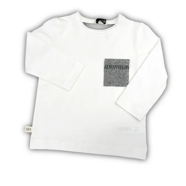 T-shirt Maniche Lunghe Maperò con Taschino - Colore Panna/Bianco Neonato