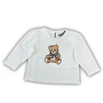 T-shirt a maniche lunghe Moschino Kids per neonata di colore panna/avorio, in cotone jersey con stampa frontale dell'Orsetto Teddy Bear. 1