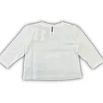 T-shirt a maniche lunghe Moschino Kids per neonata di colore panna/avorio, in cotone jersey con stampa frontale dell'Orsetto Teddy Bear. 1