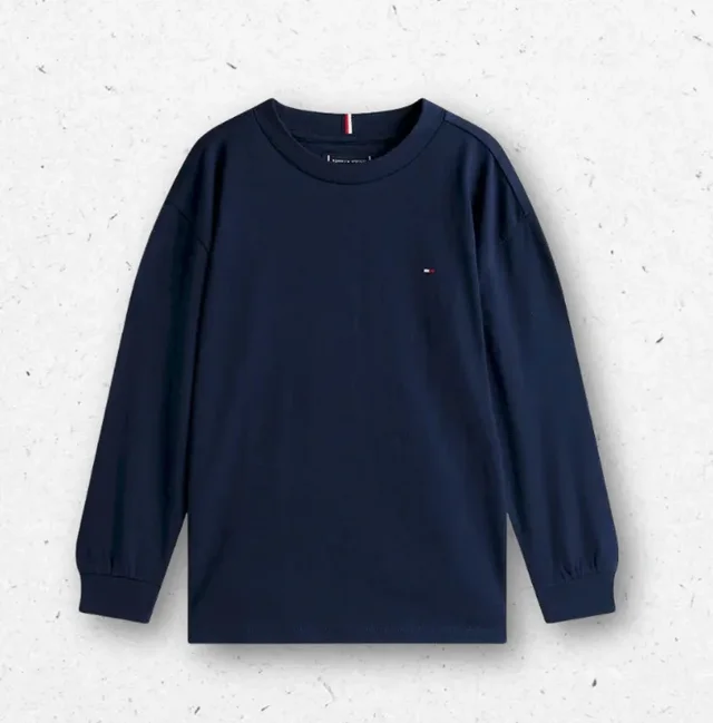 T-Shirt Maniche Lunghe Ragazzo Tommy Hilfiger in Cotone con Micro Logo
