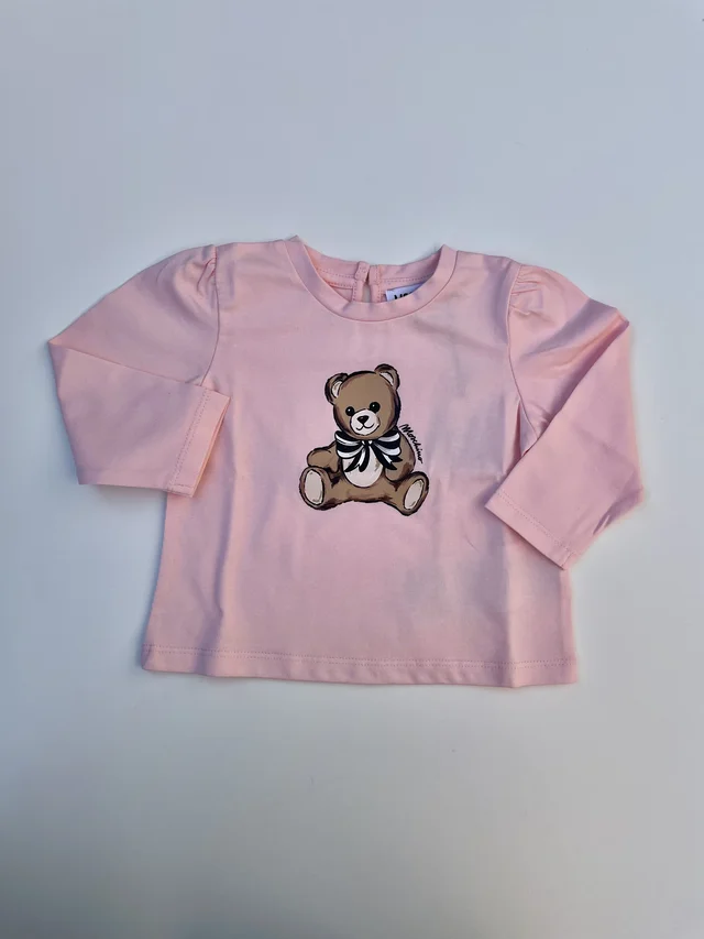 T-shirt maniche lunghe rosa Moschino per neonata