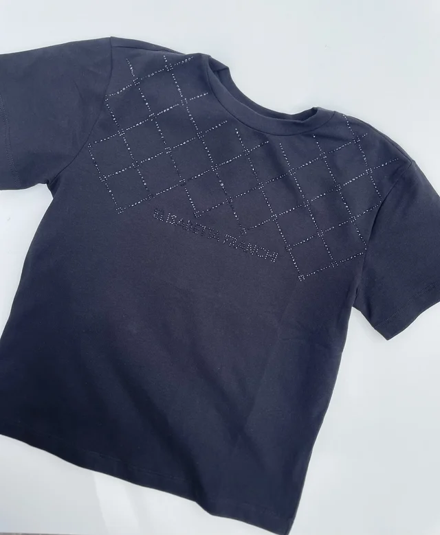 T-shirt nera Elisabetta Franchi La Mia Bambina con logo e decori in brillantini