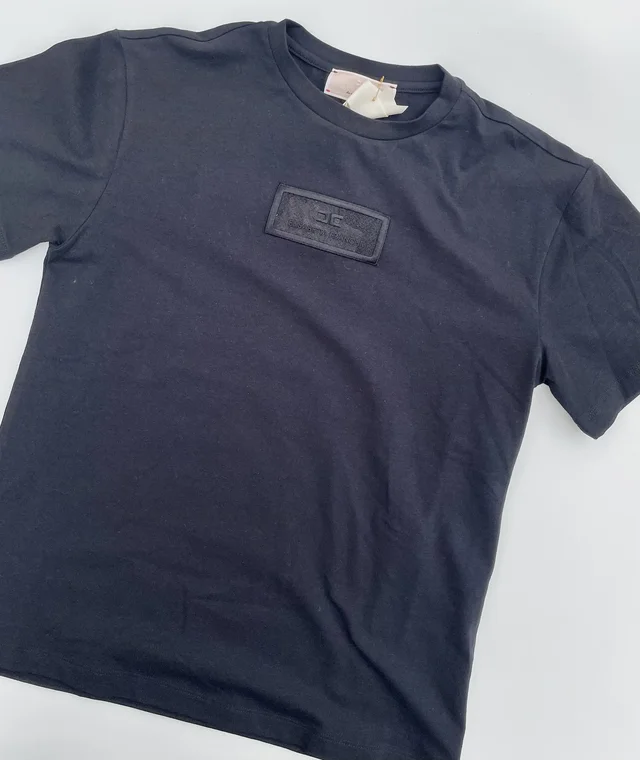 T-shirt nera Elisabetta Franchi La Mia Bambina con logo ricamato
