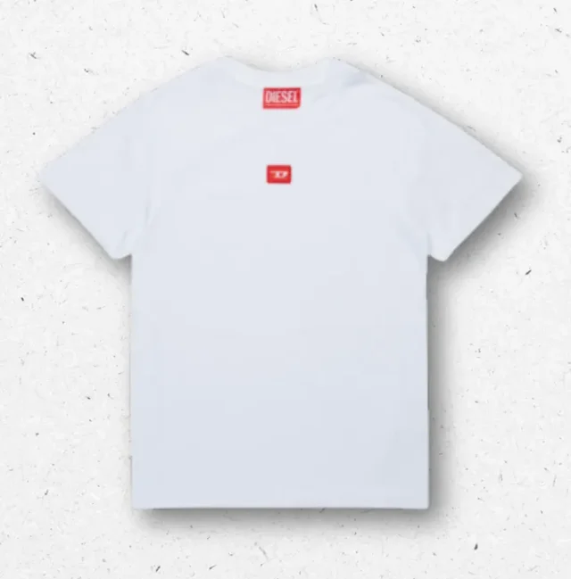 T-Shirt Ragazzo Diesel a Maniche Corte in Cotone con Patch Logo