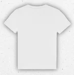 T-shirt da ragazzo a maniche corte di colore bianco firmata Guess, modello a girocollo con stampa frontale di un paesaggio di mare sovrastato dall'iconico logo a triangolo con profili color oro lucido. 1