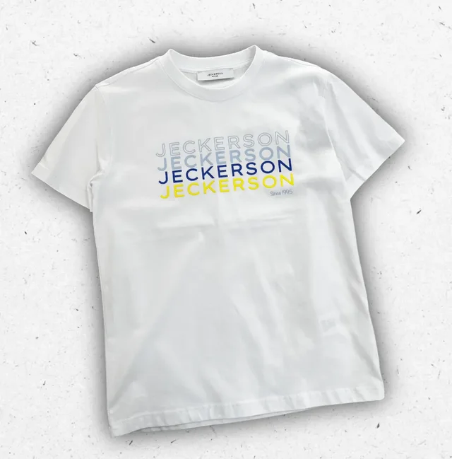 T-shirt Ragazzo Jeckerson con Maxi Logo Grafico e Scritta Colorata