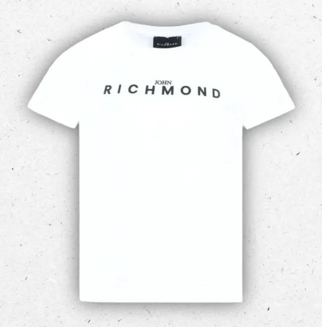 T-shirt Ragazzo Richmond Logo Classico Bianca e Nera Cotone Premium 4-16 Anni