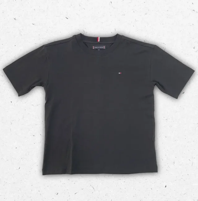 T-shirt Tommy Hilfiger Ragazzo Nera con Logo Flag