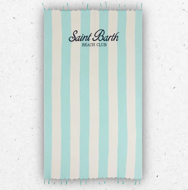 Telo Mare Foutas Light MC2 Saint Barth a Righe Verde Acqua e Bianco
